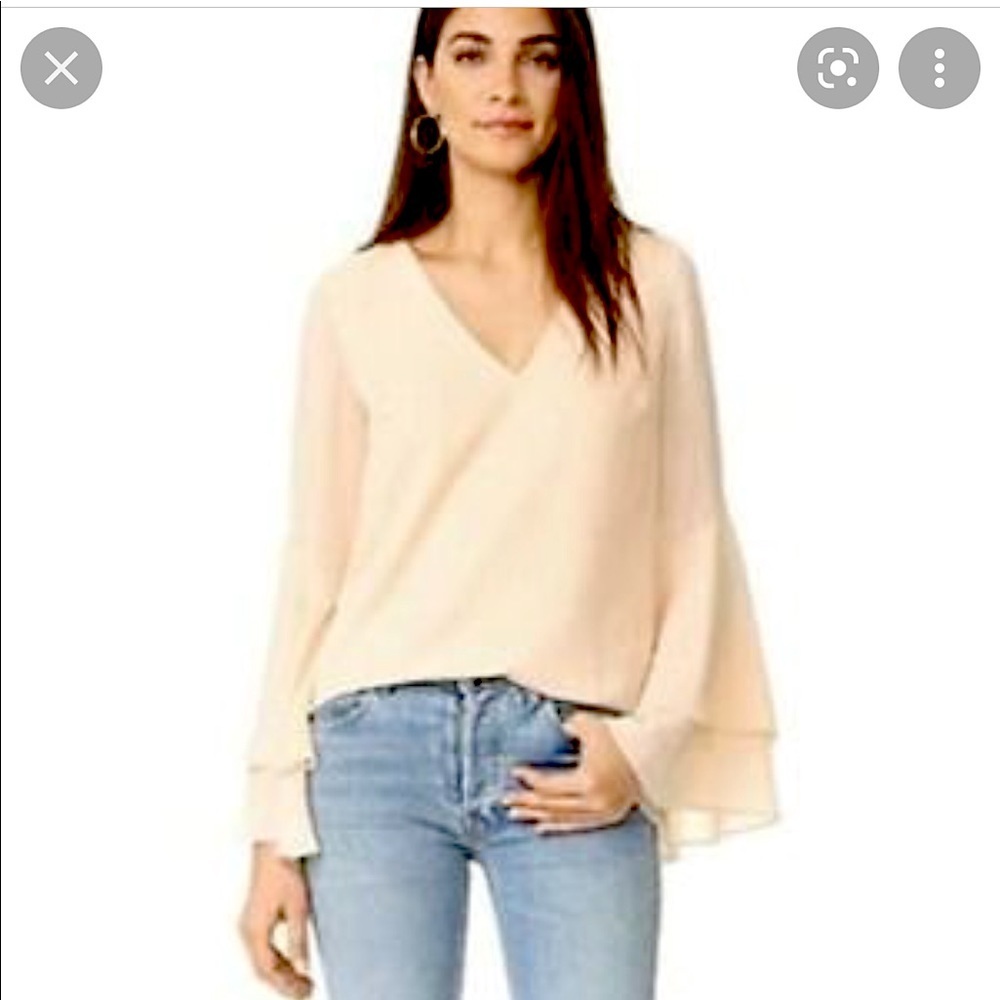 C/MEO COLLECTIVE Enlighten Tiered Bell Sleeve Blouse in Pearl Size Large